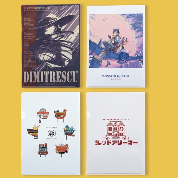 CAPCOM CREATERS LABEL Retro Style Design A4 Clear File (Set Of 4