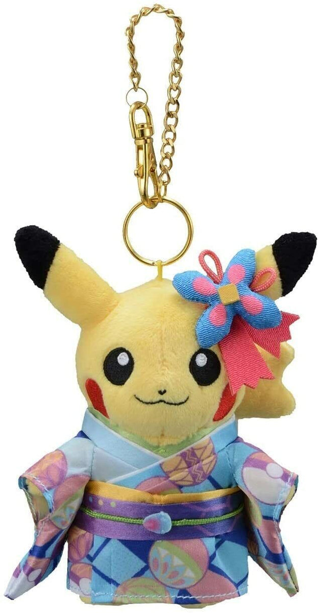 Pikachu Mascot Plush Keychain Kaga Kimono Pokémon Center Kanazawa