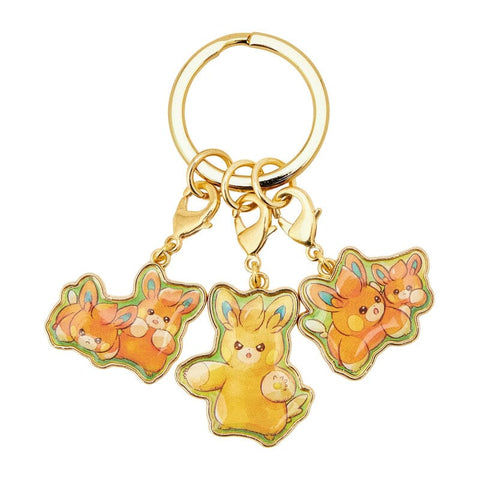 3 Grouped Metal Keychain (Encouter ver.) - PAMO NO MURE - Authentic Japanese Pokémon Center Keychain 