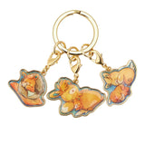 3 Grouped Metal Keychain (Napping ver.) - PAMO NO MURE - Authentic Japanese Pokémon Center Keychain 