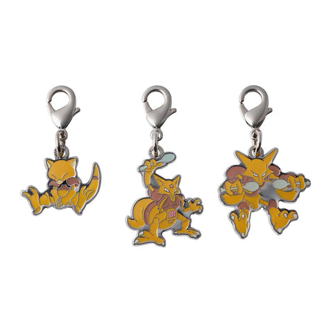 Abra, Kadabra, Alakazam - National Pokédex Metal Charm Keychain #063, #064, #065 - Authentic Japanese Pokémon Center Keychain 