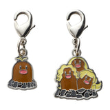 Alolan Diglett, Alolan Dugtrio - National Pokédex Metal Charm Keychain #A050, #A051 - Authentic Japanese Pokémon Center Keychain 