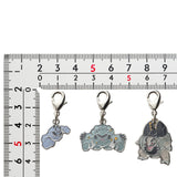 Alolan Geodude, Alolan Graveler, Alolan Golem - National Pokédex Metal Charm Keychain #A074, #A075, #A076 - Authentic Japanese Pokémon Center Keychain 