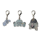 Alolan Geodude, Alolan Graveler, Alolan Golem - National Pokédex Metal Charm Keychain #A074, #A075, #A076 - Authentic Japanese Pokémon Center Keychain 