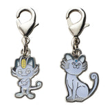 Alolan Meowth, Alolan Persian - National Pokédex Metal Charm Keychain #A052, #A053 - Authentic Japanese Pokémon Center Keychain 