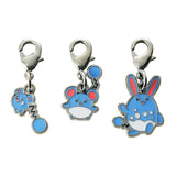 Azurill, Marill, Azumarill - National Pokédex Metal Charm Keychain #298, #183, #184 - Authentic Japanese Pokémon Center Keychain 