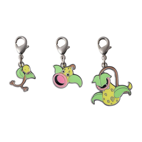 Bellsprout, Weepinbell, Victreebel - National Pokédex Metal Charm Keychain #069, #070, #071 - Authentic Japanese Pokémon Center Keychain 