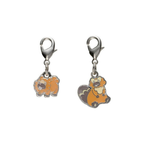 Bidoof, Bibarel - National Pokédex Metal Charm Keychain #399, #400 - Authentic Japanese Pokémon Center Keychain 