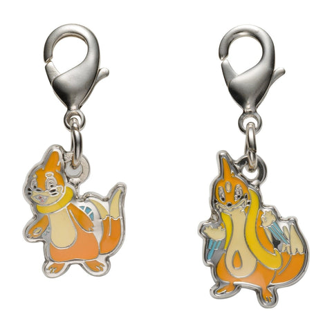 Buizel, Floatzel - National Pokédex Metal Charm Keychain #418, #419 - Authentic Japanese Pokémon Center Keychain 