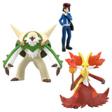 Calem & Chesnaught & Delphox Pokémon Scale World Figure Kalos Region - Authentic Japanese Bandai Namco Figure 