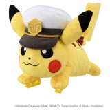 Captain Pikachu Shoulder-Perching Plush - Authentic Japanese Takara Tomy Plush 
