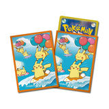 Card Sleeves Surfing Pikachu & Flying Pikachu (Orange) - Pokémon Card Game - Authentic Japanese Pokémon Center TCG Sleeves 