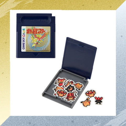 Cartridge Style Case With Sticker Seal (Gold Version) - Pokémon Gold and Silver 25th Anniversary - Authentic Japanese Pokémon Center Office Accessory (plastic) 