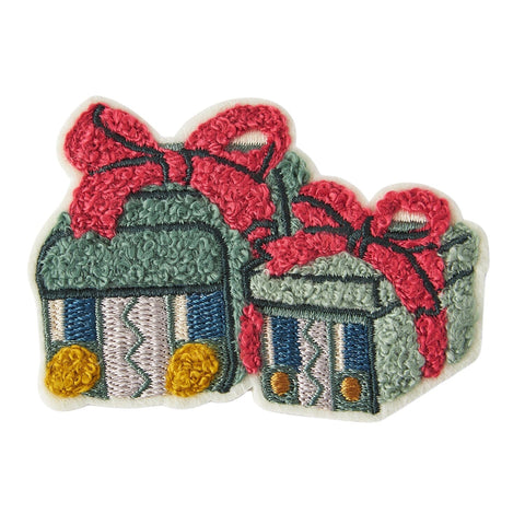 Charjabug Present Box Style Moko Moko Embroidery Sticker Pokémon Holiday Blessings - Authentic Japanese Pokémon Center Sticker 