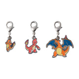 Charmander, Charmeleon, Charizard - National Pokédex Metal Charm Keychain #004, #005, #006 - Authentic Japanese Pokémon Center Keychain 