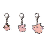 Cleffa, Clefairy, Clefable - National Pokédex Metal Charm Keychain #173, #035, #036 - Authentic Japanese Pokémon Center Keychain 