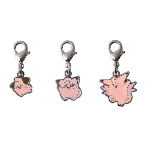 Cleffa, Clefairy, Clefable - National Pokédex Metal Charm Keychain #173, #035, #036 - Authentic Japanese Pokémon Center Keychain 