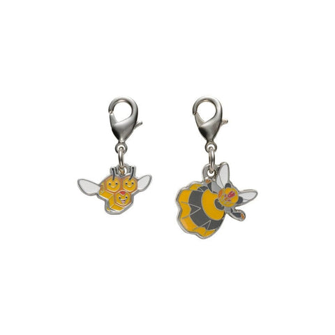 Combee, Vespiquen - National Pokédex Metal Charm Keychain #415, #416 - Authentic Japanese Pokémon Center Keychain 