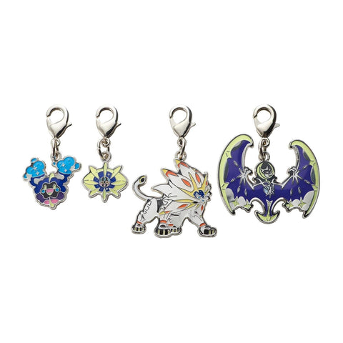 Cosmog, Cosmoem, Solgaleo, Lunala - National Pokédex Metal Charm Keychain #789, #790, #792, #793 - Authentic Japanese Pokémon Center Keychain 
