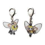 Cutiefly, Ribombee - National Pokédex Metal Charm Keychain #742, #743 - Authentic Japanese Pokémon Center Keychain 