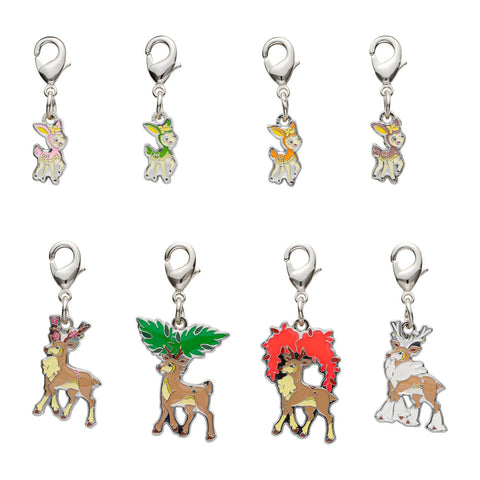 Deerling, Sawsbuck - National Pokédex Metal Charm Keychain #585, #586 - Authentic Japanese Pokémon Center Keychain 