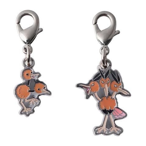 Doduo, Dodrio - National Pokédex Metal Charm Keychain #084, #085 - Authentic Japanese Pokémon Center Keychain 
