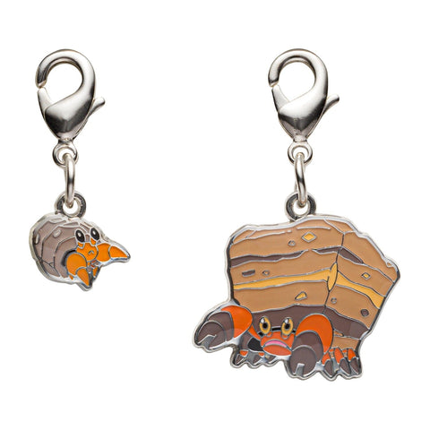 Dwebble, Crustle - National Pokédex Metal Charm Keychain #557, #558 - Authentic Japanese Pokémon Center Keychain 
