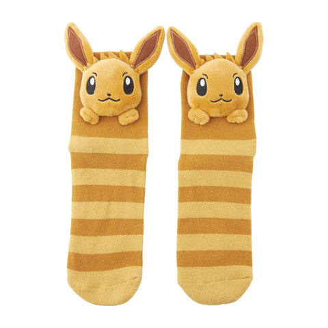 Eevee Middle Socks (25-29cm) With Mascot - Authentic Japanese Pokémon Center Socks (cotton) 