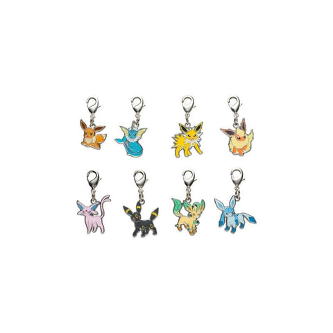 Eevee, Vaporeon, Jolteon, Flareon, Espeon, Umbreon, Glaceon, Leafeon - National Pokédex Metal Charm #133, #134, #135, #136 #196, #197, #470, #471 - Authentic Japanese Pokémon Center Keychain 