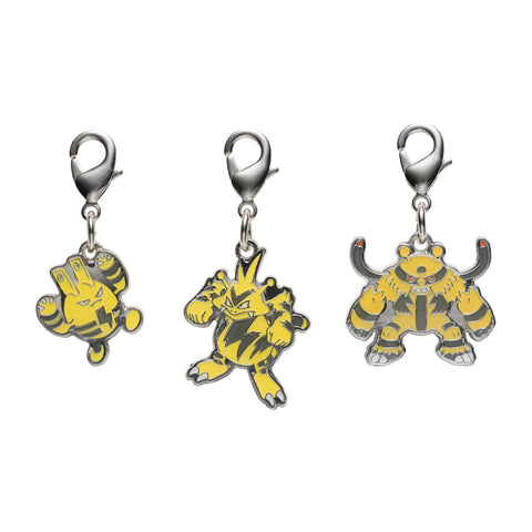 Elekid, Electabuzz, Electivire - National Pokédex Metal Charm Keychain #239, #125, #466 - Authentic Japanese Pokémon Center Keychain 