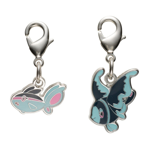 Finneon, Lumineon - National Pokédex Metal Charm Keychain #456, #457 - Authentic Japanese Pokémon Center Keychain 