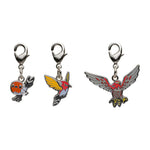 Fletchling, Fletchinder, Talonflame - National Pokédex Metal Charm Keychain #661, #662, #663 - Authentic Japanese Pokémon Center Keychain 