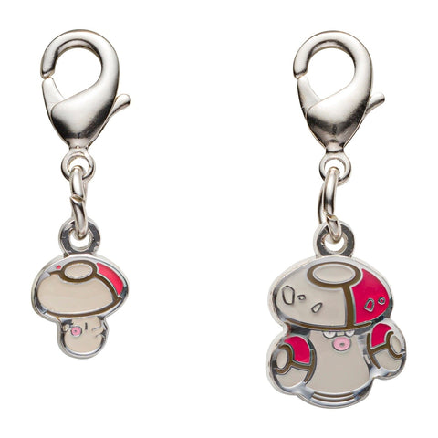 Foongus, Amoonguss - National Pokédex Metal Charm Keychain #590, #591 - Authentic Japanese Pokémon Center Keychain 