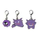 Gastly, Haunter, Gengar - National Pokédex Metal Charm Keychain #092, #093, #094 - Authentic Japanese Pokémon Center Keychain 
