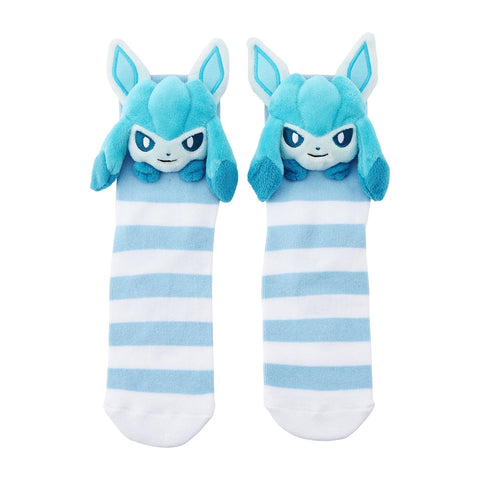 Glaceon Middle Socks (25-29cm) With Mascot - Authentic Japanese Pokémon Center Socks (cotton) 