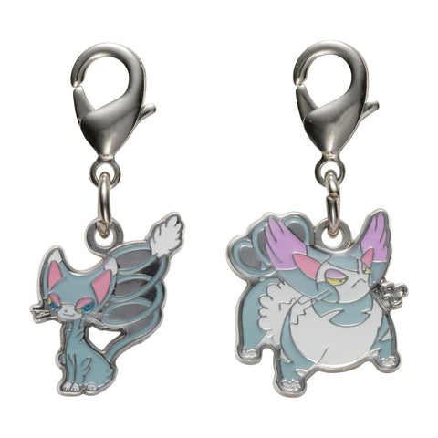 Glameow, Purugly - National Pokédex Metal Charm Keychain #431, #432 - Authentic Japanese Pokémon Center Keychain 