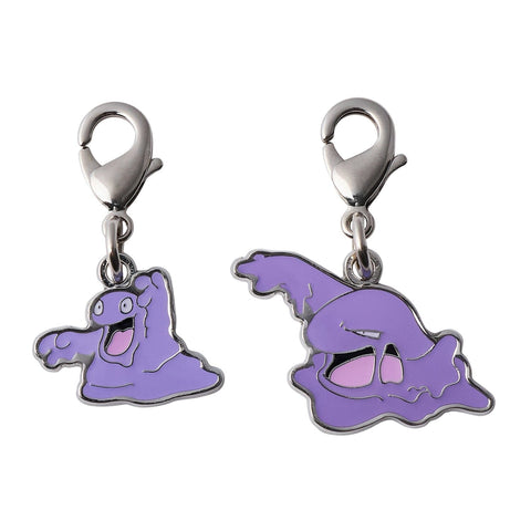 Grimer, Muk - National Pokédex Metal Charm Keychain #088, #089 - Authentic Japanese Pokémon Center Keychain 