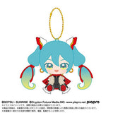 Hatsune Miku Chibi Sitting Mascot Plush - Hatsune Miku x Mobile Fighter G Gundam - Authentic Japanese Bandai Namco Mascot Plush Keychain 