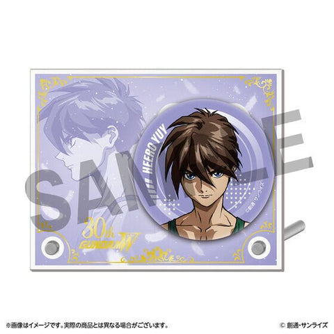 Heero Tin Badge Acrylic Stand - Mobile Suit Gundam W&Endless Waltz - Authentic Japanese Bandai Namco Pin 