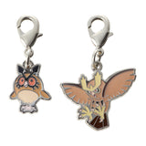 Hoothoot, Noctowl - National Pokédex Metal Charm Keychain #163, #164 - Authentic Japanese Pokémon Center Keychain 