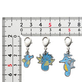 Horsea, Seadra, Kingdra - National Pokédex Metal Charm Keychain #116, #117, #230 - Authentic Japanese Pokémon Center Keychain 