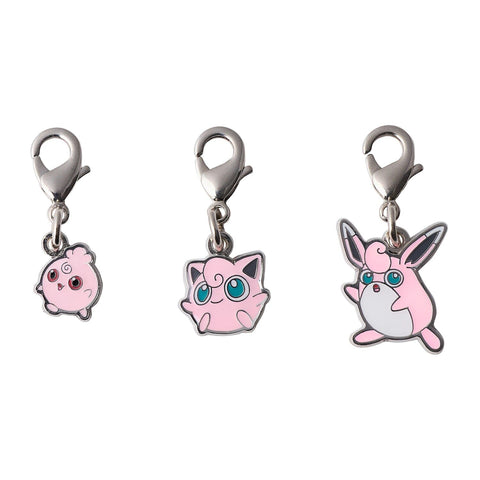 Igglybuff, Jigglypuff, Wigglytuff - National Pokédex Metal Charm Keychain #174, #039, #040 - Authentic Japanese Pokémon Center Keychain 