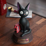 Jiji Porcelain Figure Music Box "Jiji and the Radio" - Kiki's Delivery Service - Authentic Japanese Sekiguchi Figure 