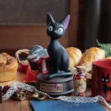 Jiji Porcelain Figure Music Box "Jiji and the Radio" - Kiki's Delivery Service - Authentic Japanese Sekiguchi Figure 