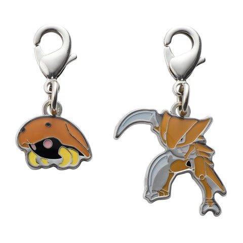 Kabuto, Kabutops - National Pokédex Metal Charm Keychain #140, #141 - Authentic Japanese Pokémon Center Keychain 