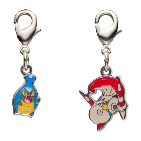 Karrablast, Escavalier - National Pokédex Metal Charm Keychain #588, #589 - Authentic Japanese Pokémon Center Keychain 