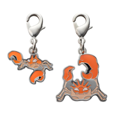 Krabby, Kingler - National Pokédex Metal Charm Keychain #098, #099 - Authentic Japanese Pokémon Center Keychain 