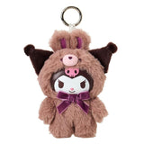 Kuromi Latte Bunny Mascot Plush Keychain Fine Face Mini - Sanrio Characters - Authentic Japanese Nakajima Corporation Mascot Plush Keychain 