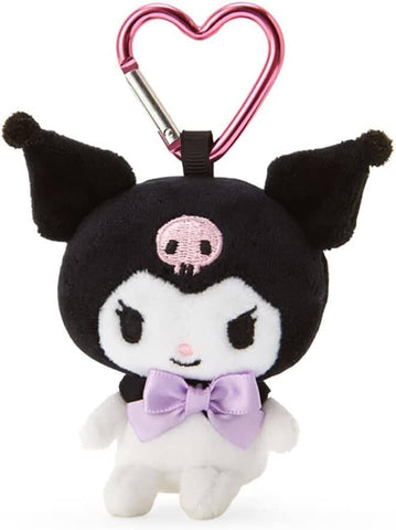 Kuromi Mini Mascot Plush With Heart Key Ring - Sanrio Characters - Authentic Japanese Sanrio Mascot Plush Keychain 