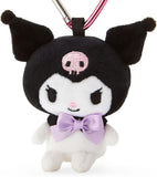 Kuromi Mini Mascot Plush With Heart Key Ring - Sanrio Characters - Authentic Japanese Sanrio Mascot Plush Keychain 